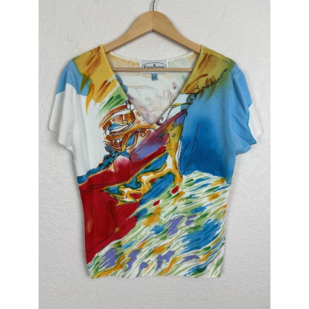 Vintage Patchington Womens Top Sz Large Colorful Artsy‎ Watercolor Eclectic